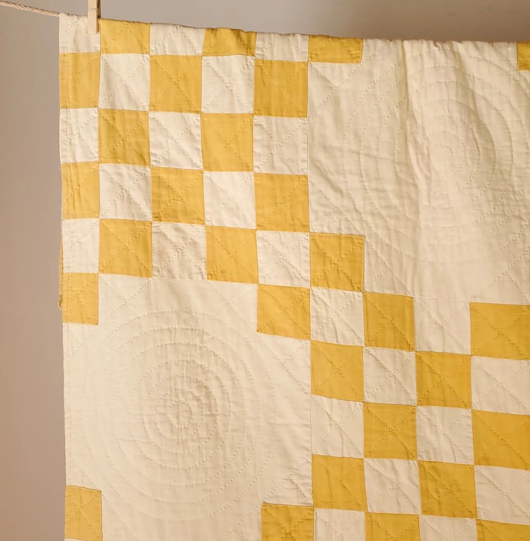 Vanilla and Yellow Irish Chain Quilt
