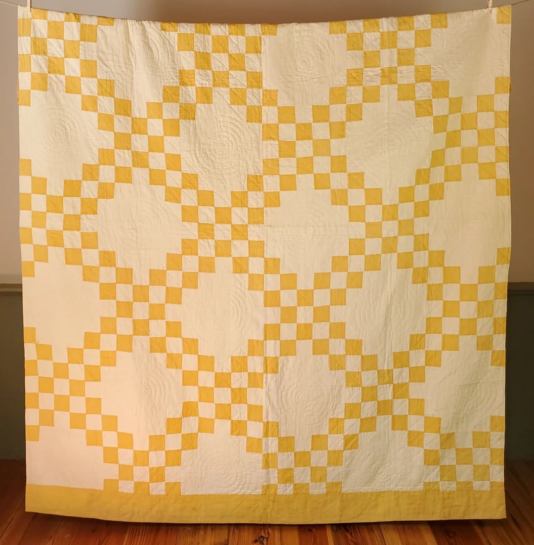 Vanilla and Yellow Irish Chain Quilt