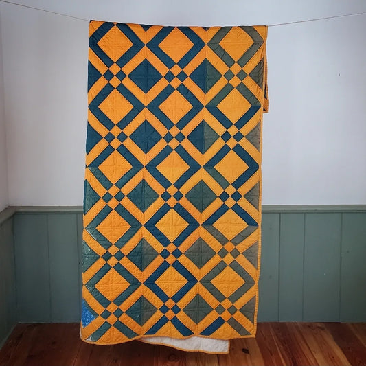 Antique Cheddar and Indigo Blue Quilt